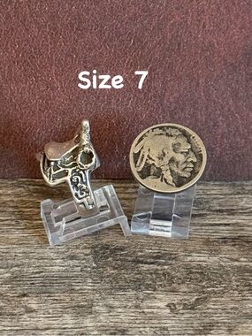 Sterling Silver Western Saddle Ring - Size 7 - Silver